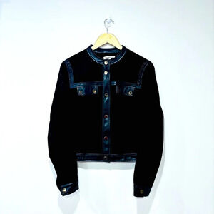 SAN FRANCISCO Black suede  and faux‎ leather blazer